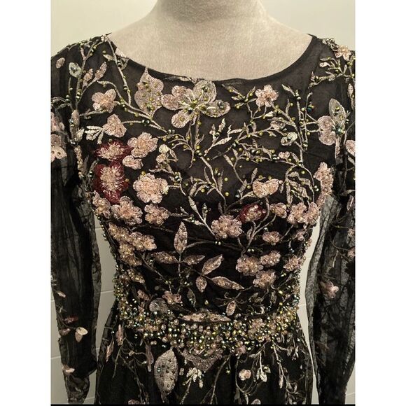 Mac Duggal 20476 Floral Embroidered Long Sleeve Dress Size 4 - Picture 8 of 15